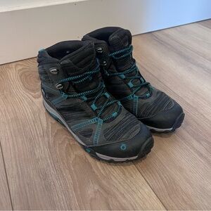 Oboz Women’s Lynx Mid Black and Teal Hiking Boots Size 7.5 Outdoor B-Dry